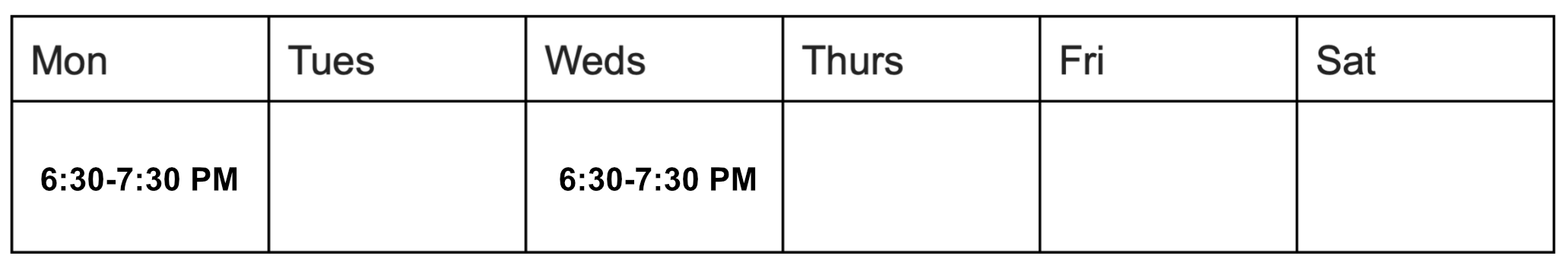 training schedule